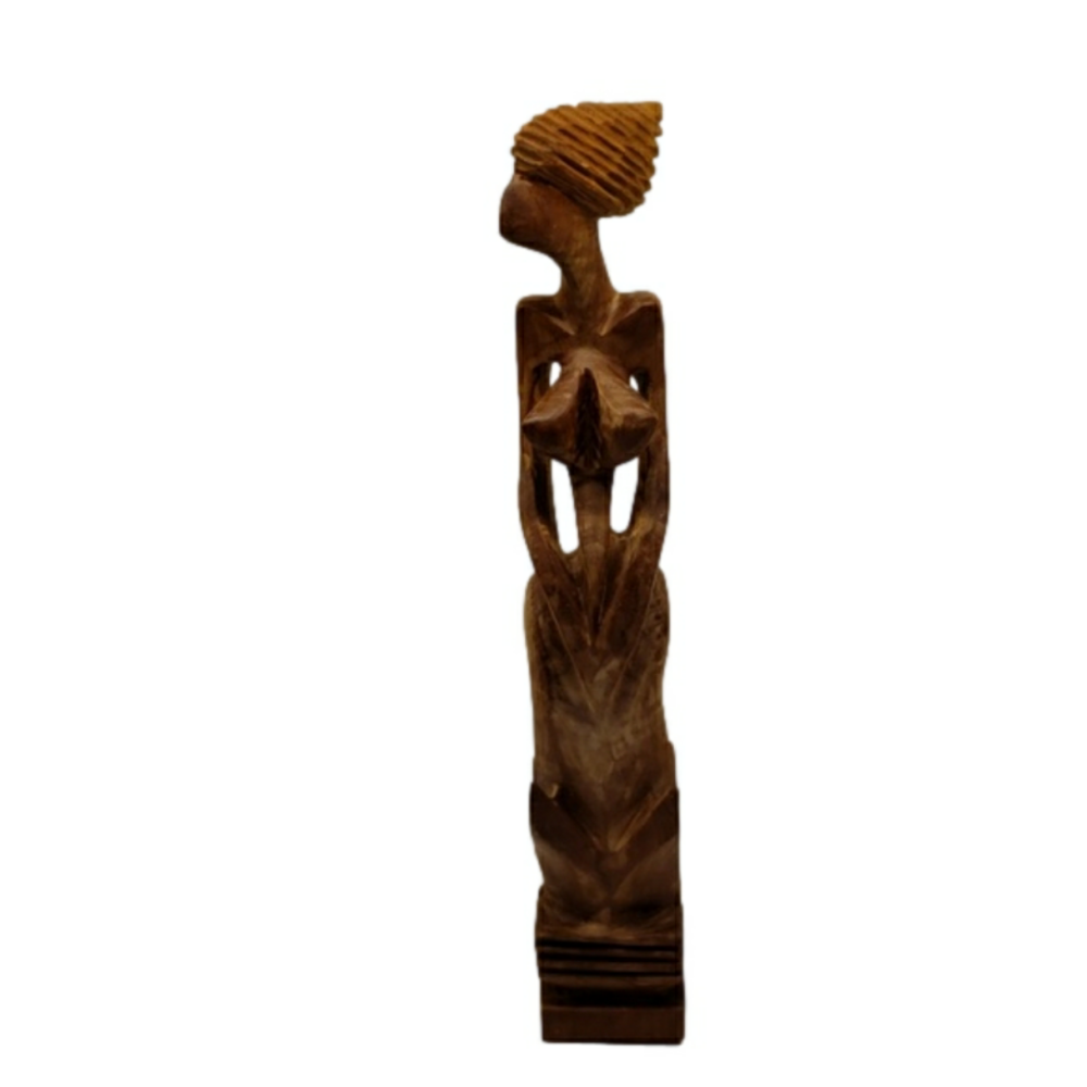 Vintage Unbranded Wooden Woman Sculpture Cuba (discoloration) 1999 15.5" x2" x 2